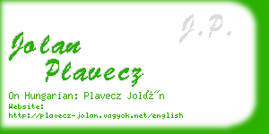 jolan plavecz business card